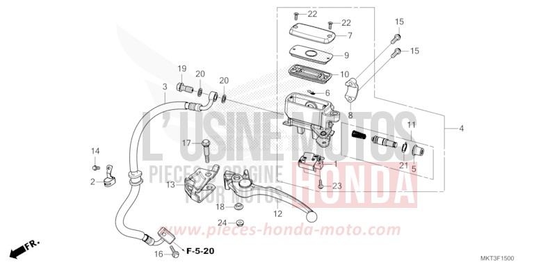 REAR BRAKE MASTER CYLINDER for X-ADV 750 GRAND PRIX RED (R380) from 2021